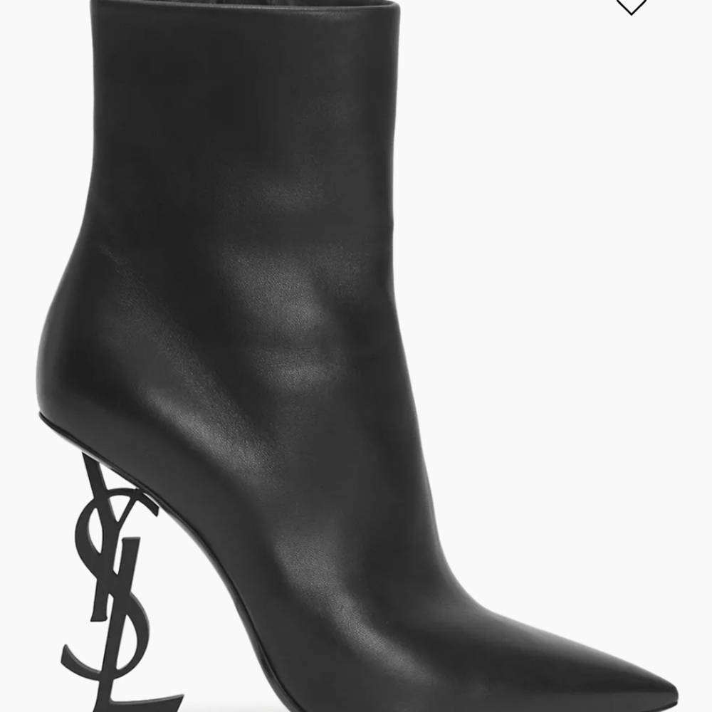 YSL Yves Saint Laurent OPYUM Logo Heel Sexy Ankle Booties Black 41 size 10 US